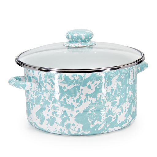 6 Quart Stainless Steel Stock Pot with Sea Glass Swirl Design - Perfect for Soups, Stews, Pasta & Large Family Cooking