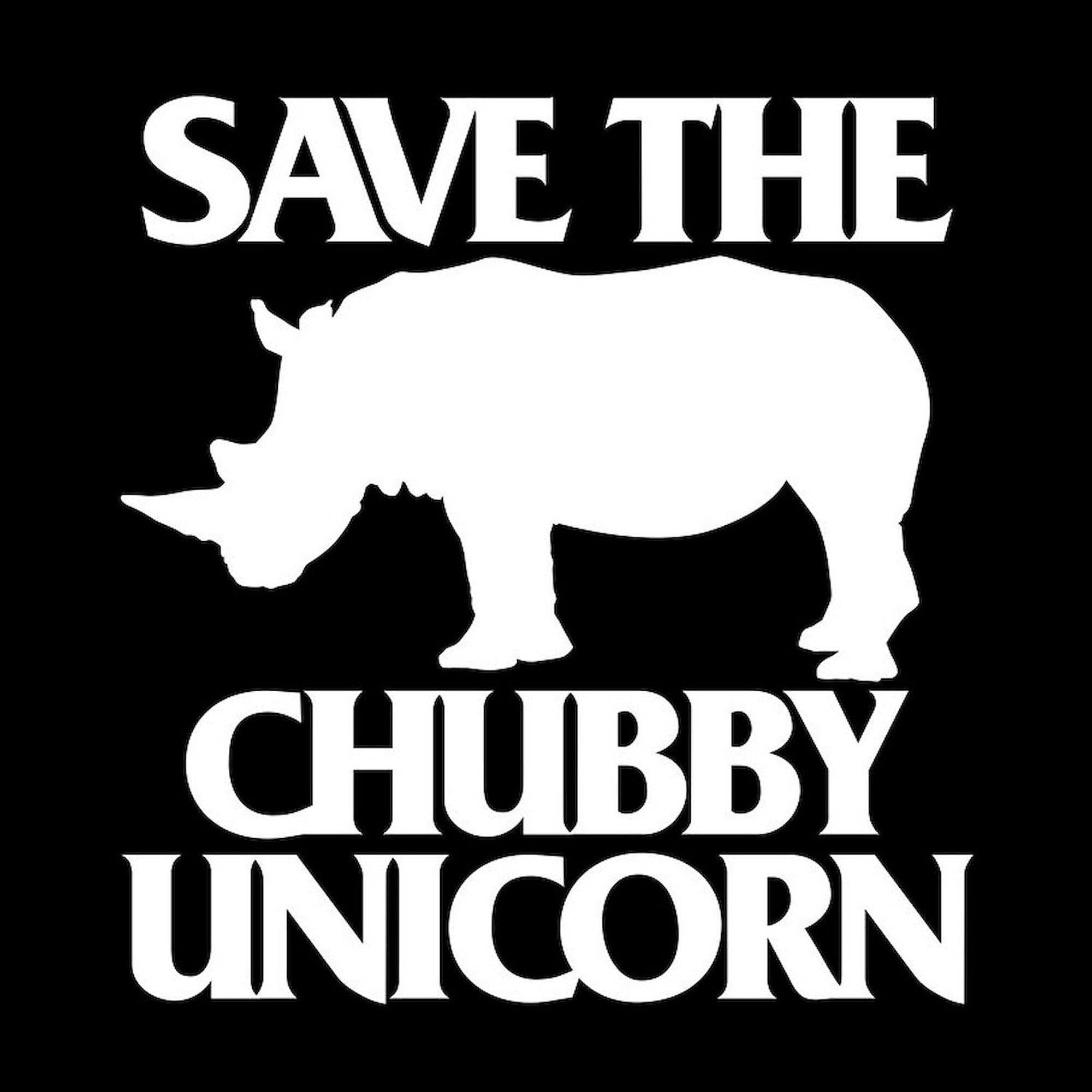 Save The Chubby Unicorn 3x3 Inch Square Bumper Sticker - Waterproof Vinyl Car Decal for Windows, Laptops & Notebooks - Cute Unicorn Gifts for Girls & Animal Lovers