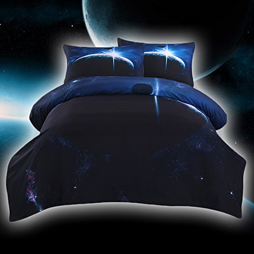 Sleepwish Galaxy Duvet Cover Set | 3D Printed Cloud Comforter & Pillowcases | Queen Size Bedding for Kids & Teens | Perfect for Space-Themed Bedrooms & Cozy Nights