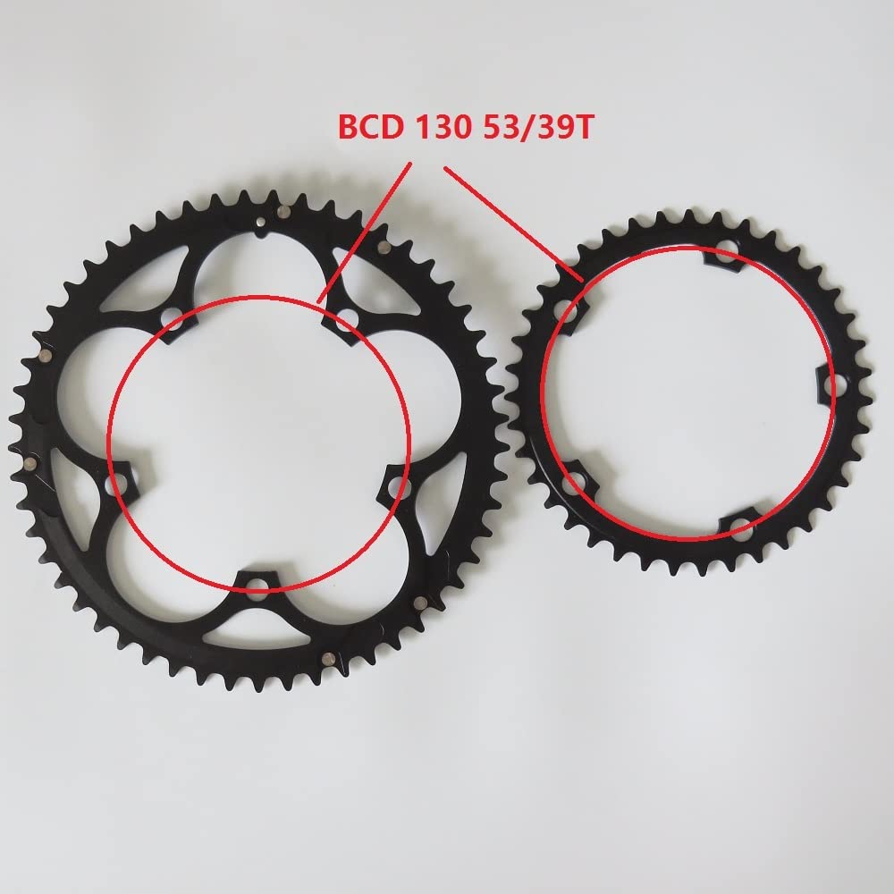 High-Performance Road Bicycle Chainring 130 BCD 53T 52T 50T 42T 39T - CNC Machined Chainwheel for Double Chain Setup - Perfect for Road Bikes & Folding Bikes - Ideal for Racing, Commuting & Long-Distance Cycling