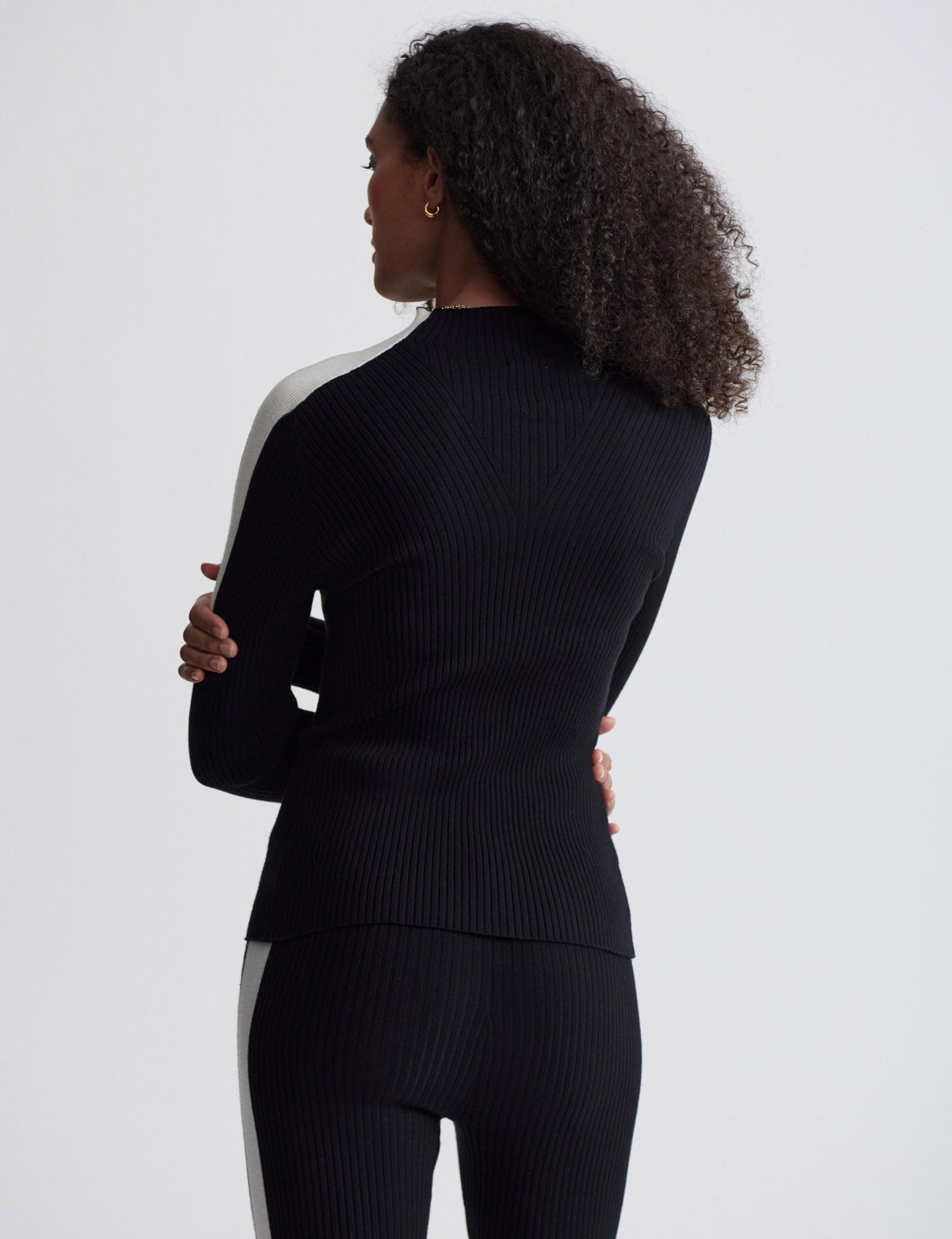 Wilshire Mock Neck Knit Sweater for Women - Soft Black Winter Pullover - Perfect for Office Wear, Casual Outfits & Holiday Parties