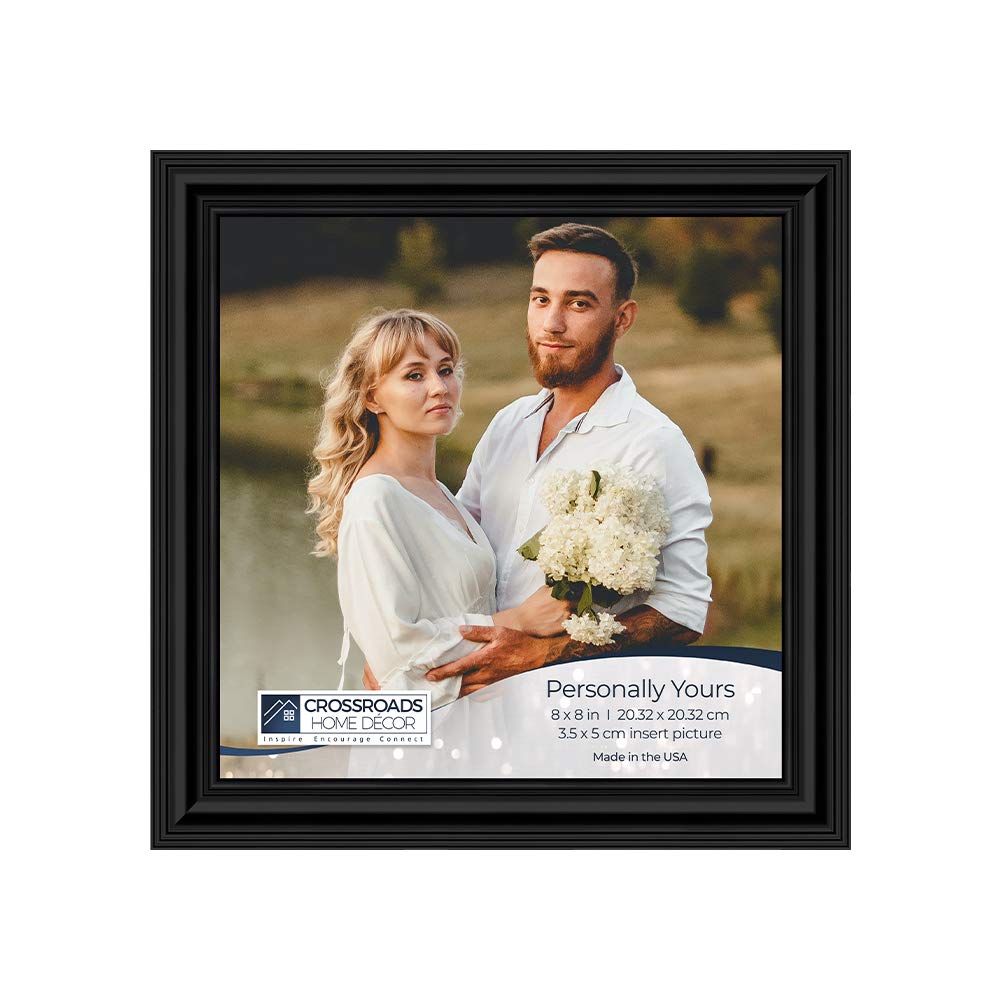 Crossroads Home Décor 8x8 Picture Frame with Glass - Black, Perfect for Instagram Photo Wall Gallery & Picture Collage | Ideal for Living Room, Bedroom, or Office Decor