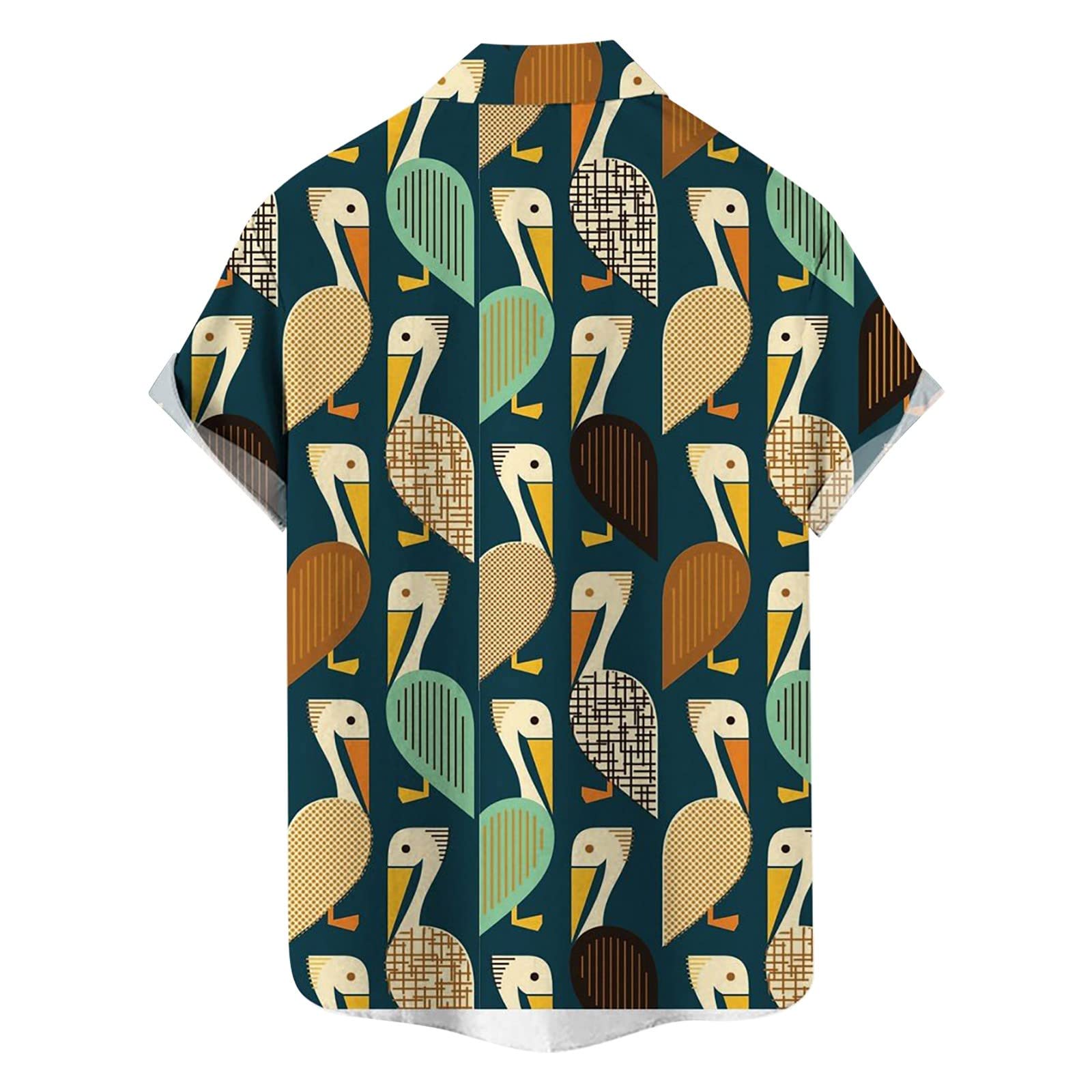Men's Hawaiian Shirt Short Sleeve Button Down Casual Shirt - Loose Fit Summer Top with Fashion Print & Pocket - 1920s Vintage Style Beachwear for Vacation, Party & Outdoor Activities