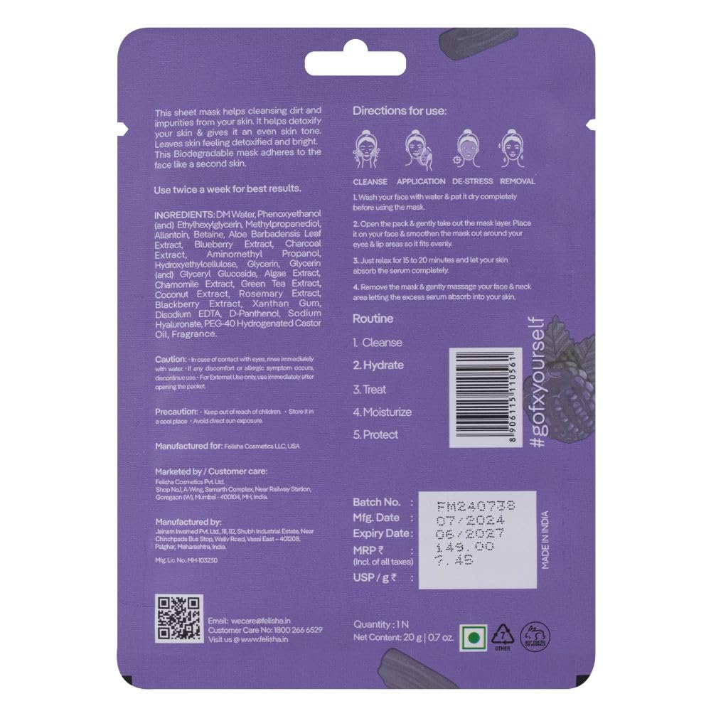 Skin FX Brightening Face Sheet Mask with Green Tea & Allantoin - Hydrating & Repairing Korean Facial Mask for Glowing Skin | Daily Use for Men & Women | Pack of 2 | Perfect for Dry Skin Care & Post-Workout Refreshment