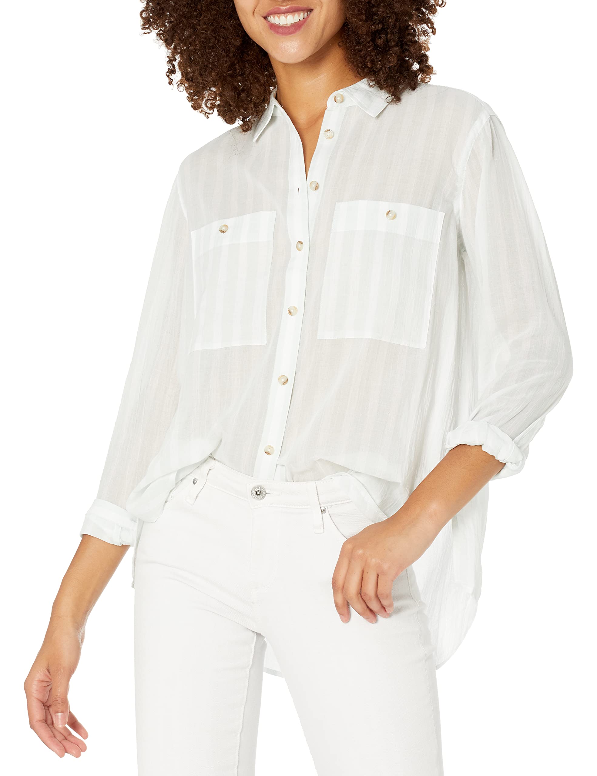 Club Monaco Women's Marnee Long Sleeve Blouse - Soft Cotton Casual Shirt for Work & Everyday Wear | Office Outfits, Date Night, Weekend Style