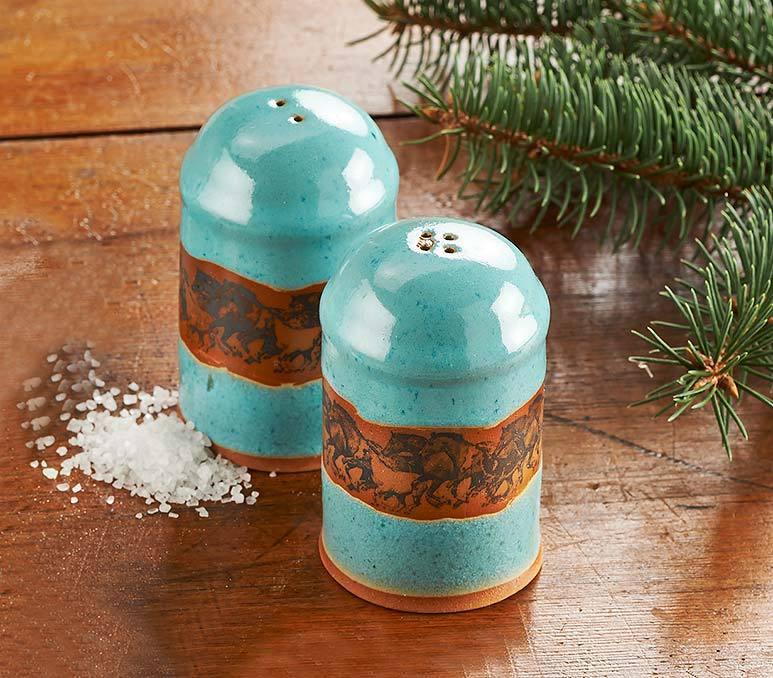 Open Range Horses Kitchen Essentials Set - Turquoise Ceramic Dinnerware for Farmhouse & Rustic Home Decor - Perfect for Dining, Entertaining, and Country-Themed Gatherings