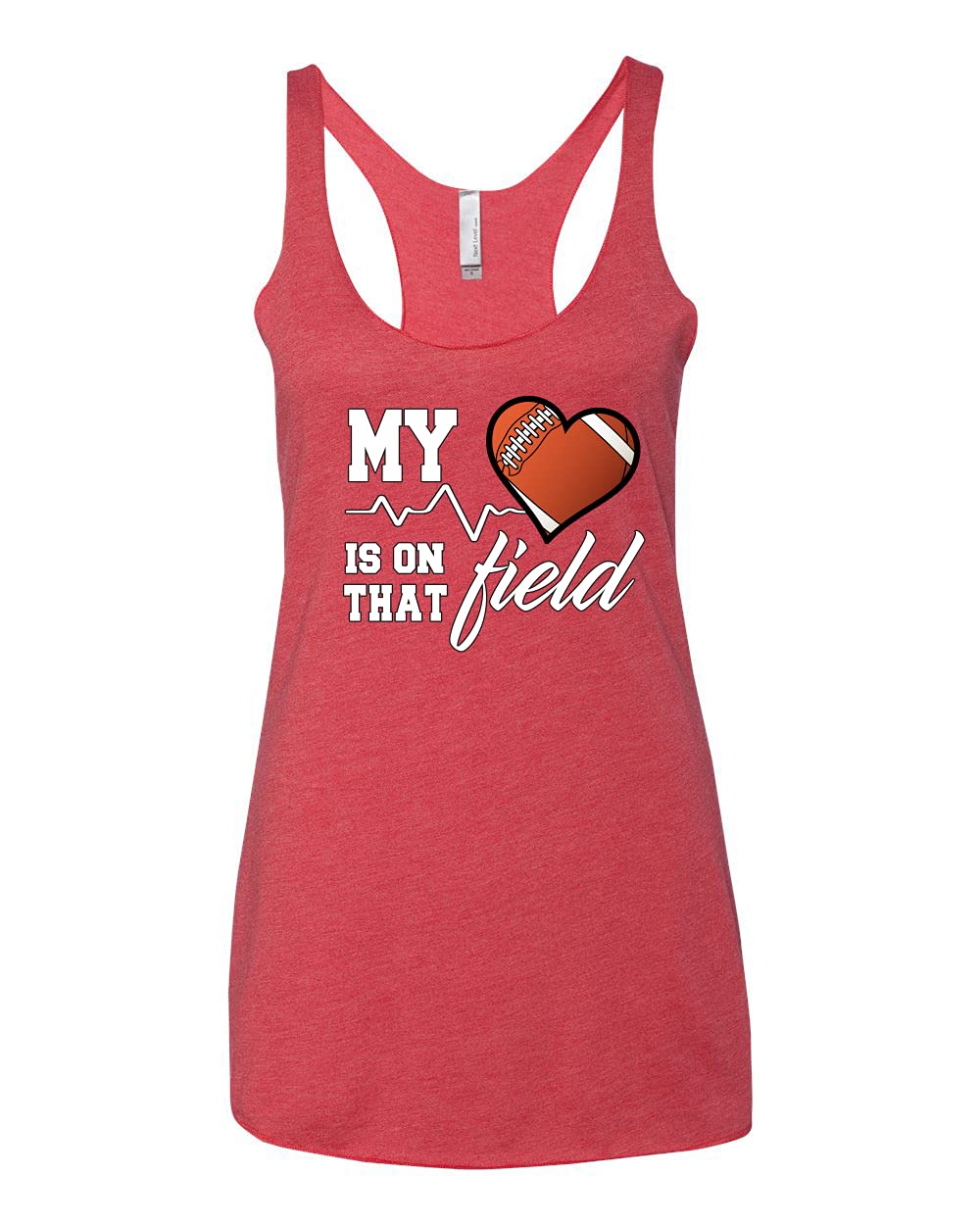 My Heart is On That Football Field Sports Tri-Blend Racerback Tank Top - Breathable Workout Top for Women, Soft Athletic Shirt for Running, Gym & Football Games