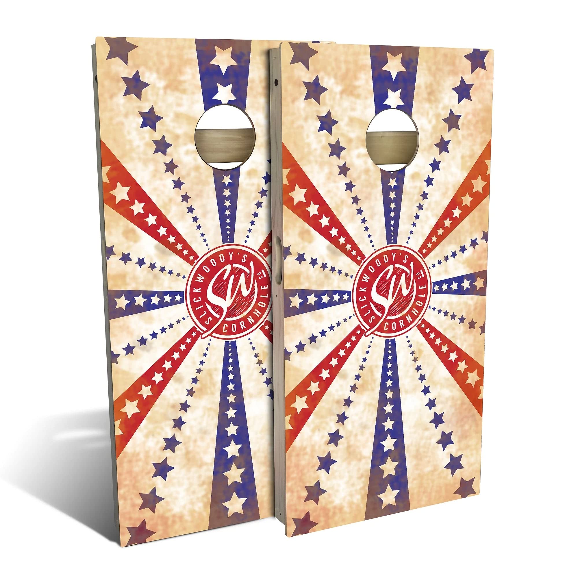 American Flag Stars and Stripes Cornhole Board Set with 2 Boards & 8 Bags - Outdoor Lawn Game for Backyard, Tailgating, and Parties - Customizable Size & Accessories