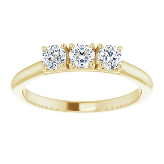 0.54 Carat Princess Cut Diamond 3 Stone Wedding Band Ring - Elegant Engagement & Anniversary Jewelry for Women