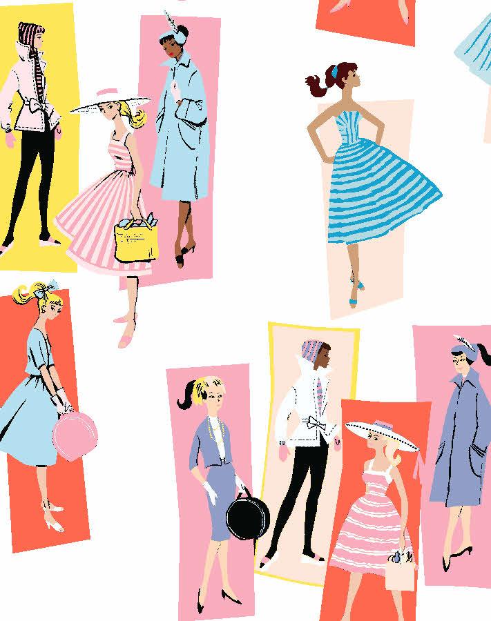 Barbie™ Mod Shapes Wallpaper - Daffodil & Persimmon Floral Design | Peel & Stick Removable Wallpaper for Kids Room, Nursery, or Playroom Decor