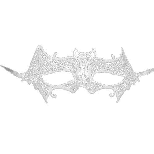 Elegant White Lace Halloween Mask - Catwoman Masquerade Mask for Prom, Party & Cosplay | Halloween Accessories & Decor for Adults, Kids & Toddlers | Perfect for Costume Parties, Trick or Treating & Themed Events