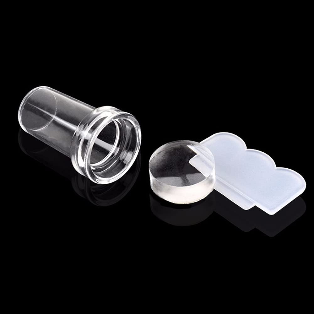 Guillala Nail Art Silicone Stamper Set - French Smile Line Tool with Single Head & Scrapers for DIY Manicure - Perfect for Women & Girls at Home/Salon (Transparent) - Great for Nail Polish Stamping, French Tips & Creative Nail Designs