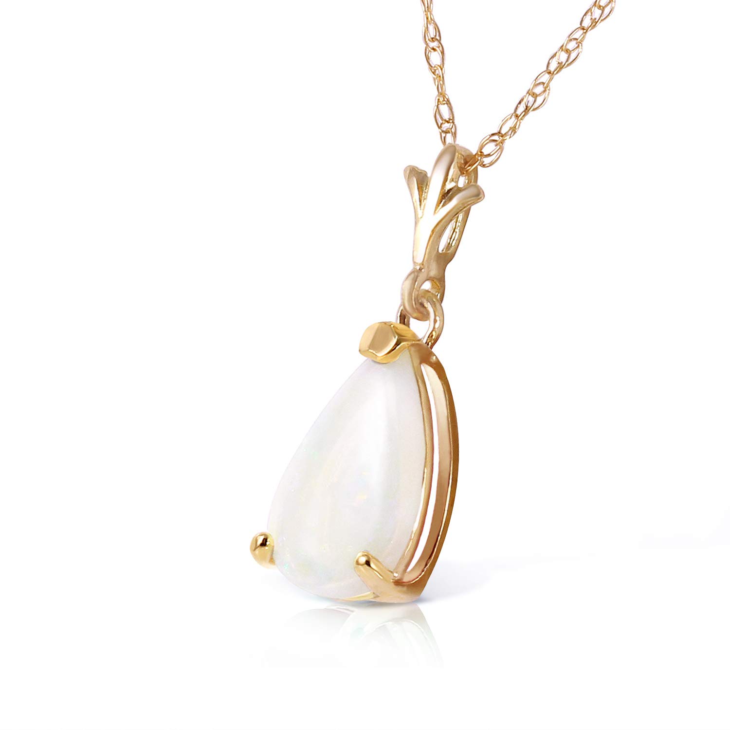 14K Solid Yellow Gold Opal Pendant Necklace - 0.77 Carat Natural Pear-Shaped Vibrant Opal Drop Jewelry for Women, Gift for Her, Birthday, Anniversary, Valentine's Day