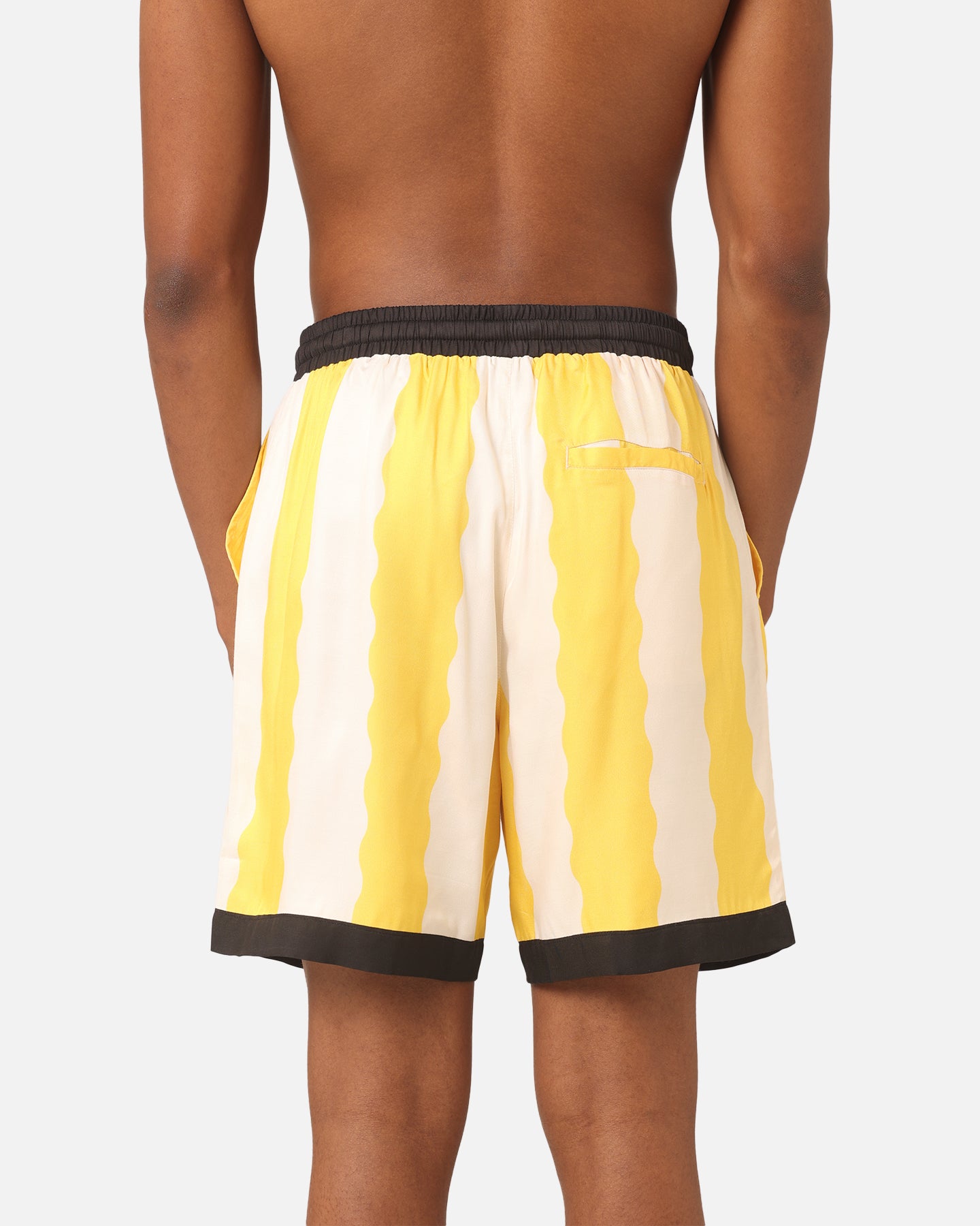 99 Cabana Bowling Shorts for Men - Comfortable Yellow/Off White Casual Shorts for Summer, Beach, and Outdoor Activities