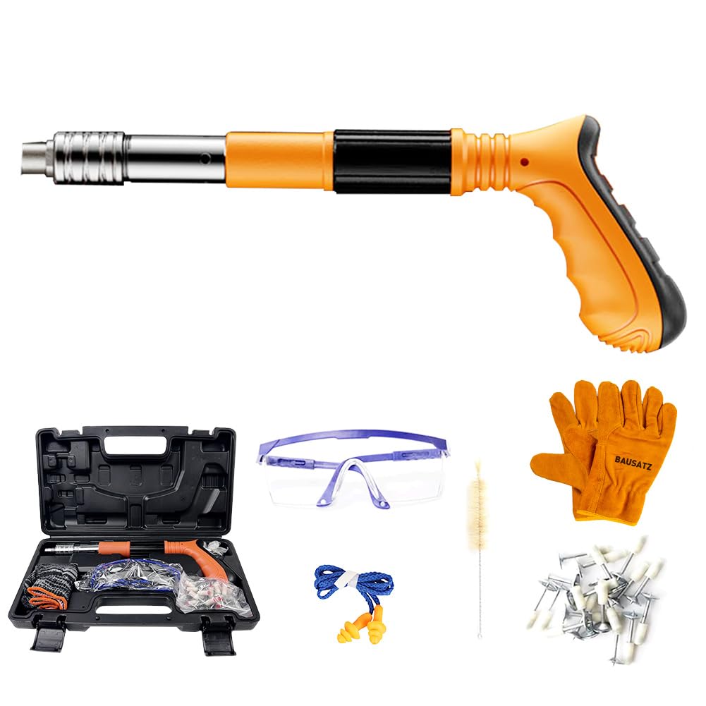 BAUSATZ Manual Ceiling Nail Gun - Heavy Duty Concrete Nailer with 20 Universal Steel Nails for Walls, Wood, Drywall | Perfect for Construction, Home Renovation & DIY Projects