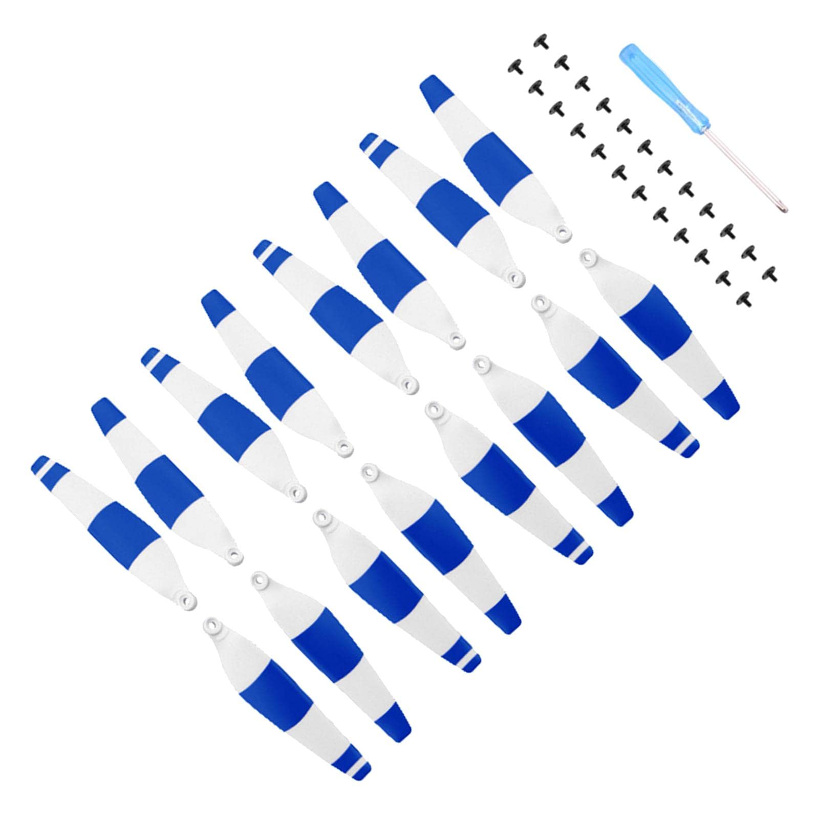 Yiju 16Pcs High Performance Propellers with Screws and Screwdriver for RC Drones - Blue & White - Perfect for Aerial Photography, Racing, and DIY Drone Repair
