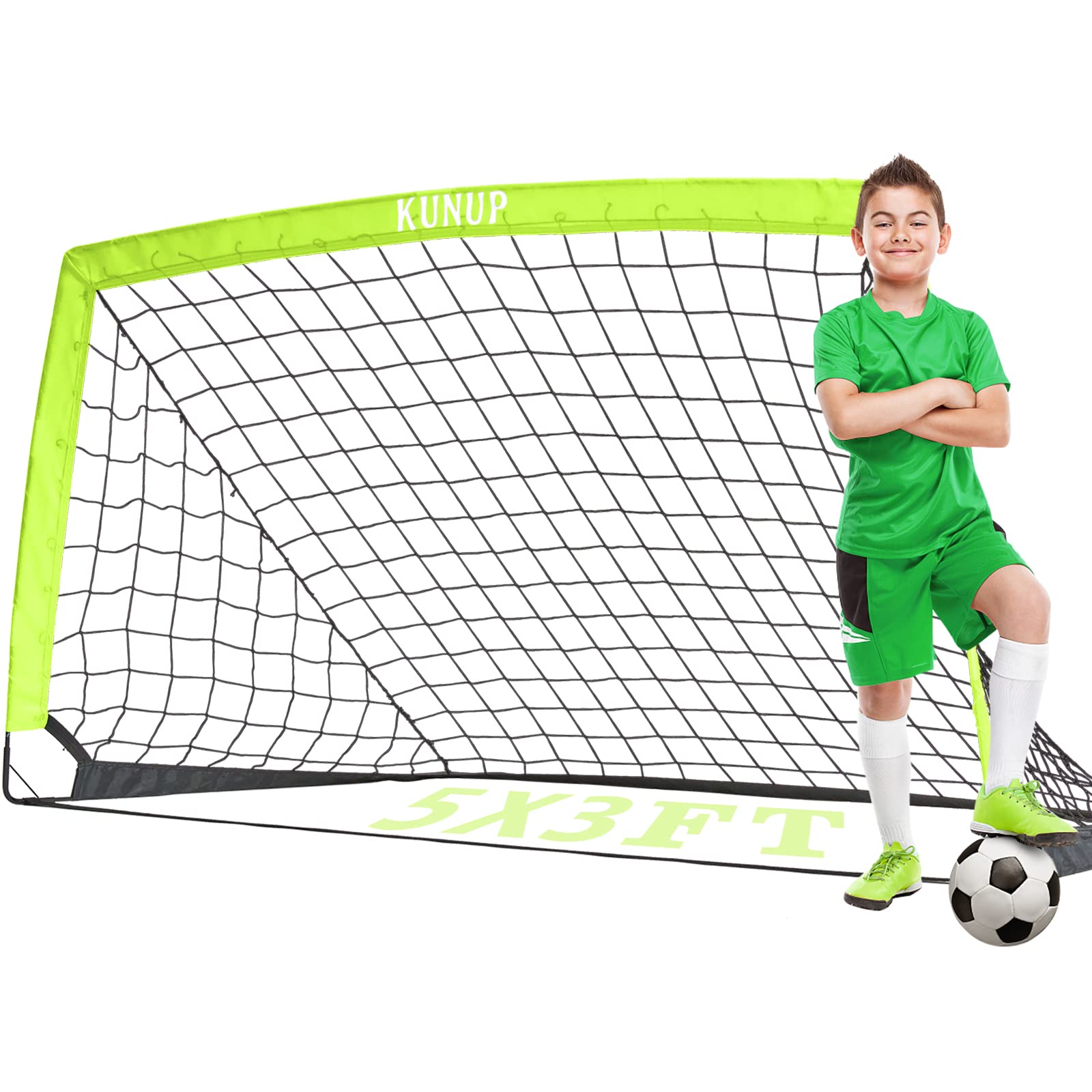 Best Foldable Soccer Goals for Kids & Adults - 5x3, 6x4, 9x5FT Portable Soccer Nets with Carrying Bag - Perfect for Backyard Training, Youth Soccer Practice & Outdoor Sports Games