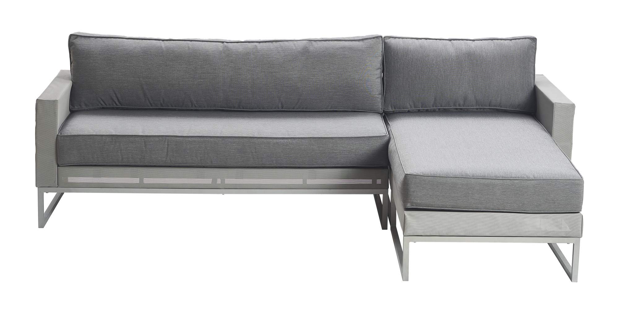 Elle Decor Tropez Mesh Outdoor Patio Furniture Set - Durable Metal Frame Sectional Sofa in Gray - Perfect for Backyard, Poolside & Garden Relaxation