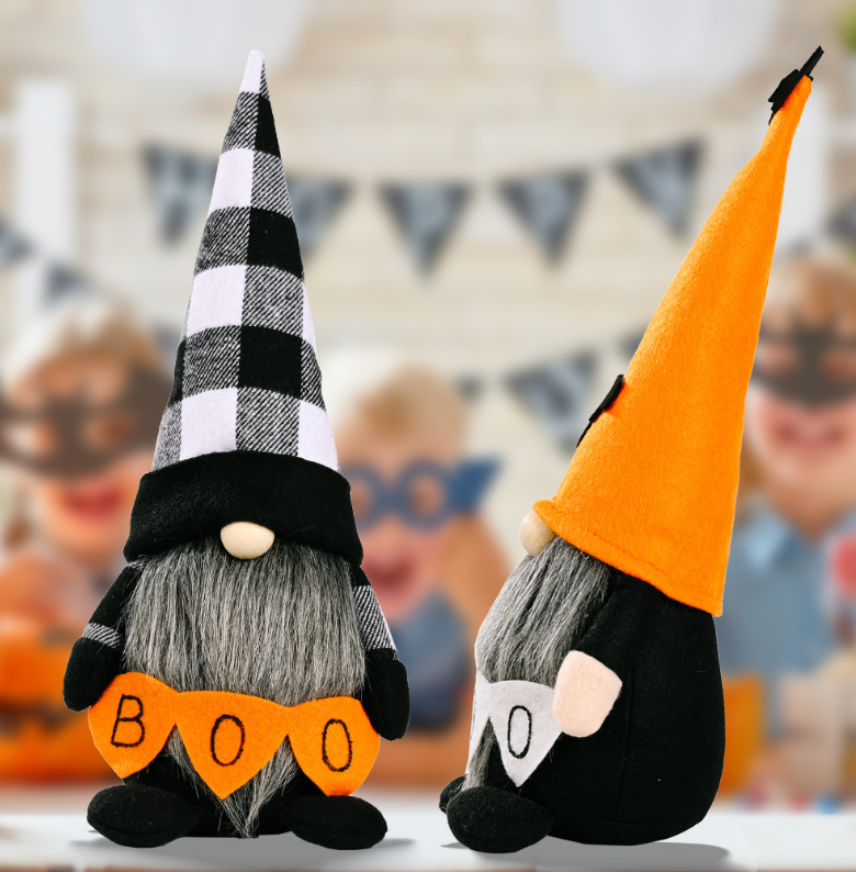 Hey Boo Gnomes Set of 2 - Cute Garden Decor for Outdoor & Indoor Use - Perfect for Patio, Lawn, and Home Decor