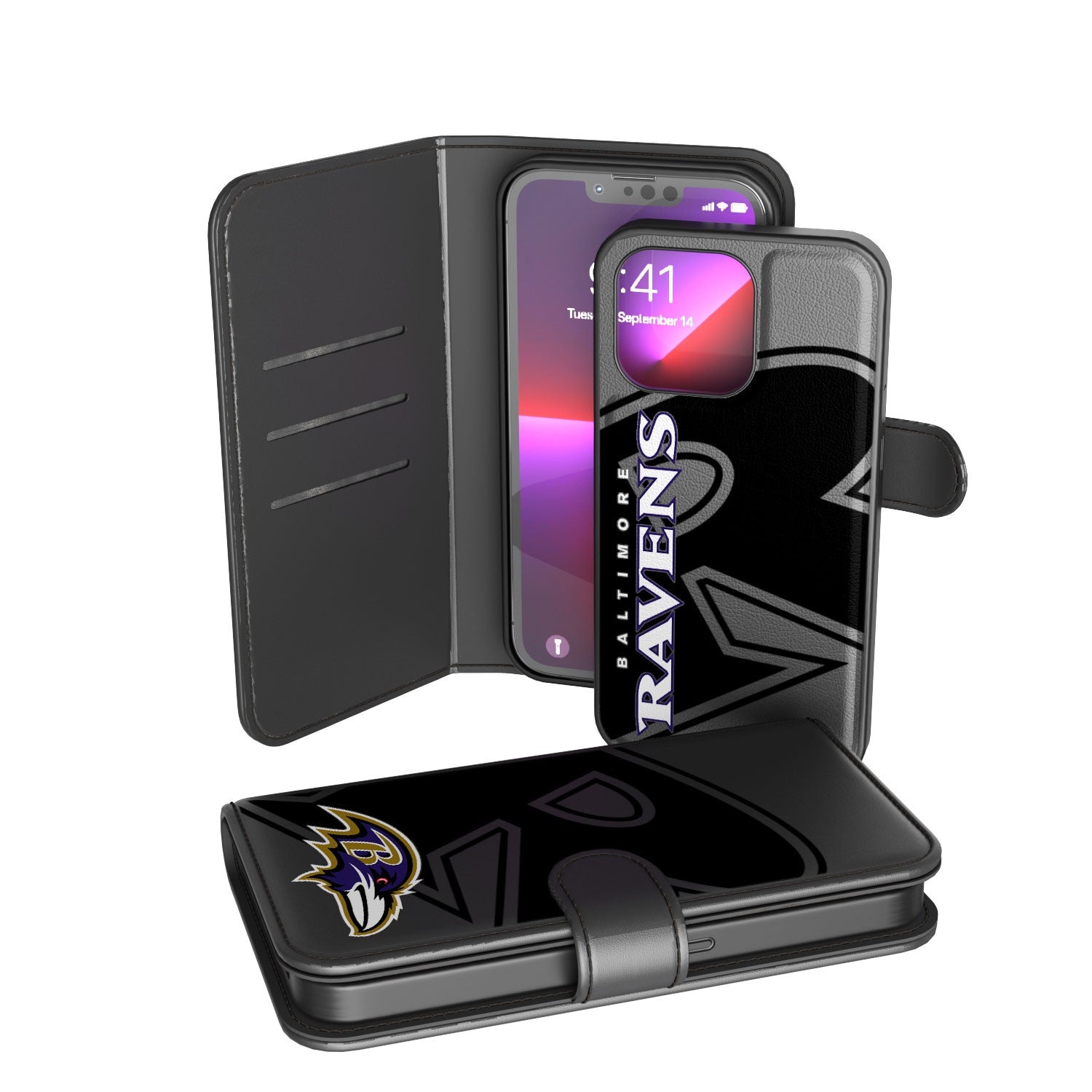 Baltimore Ravens Tilt Wallet Case - Slim RFID Blocking Phone Cover with Card Holder - Perfect for NFL Games, Travel & Everyday Use