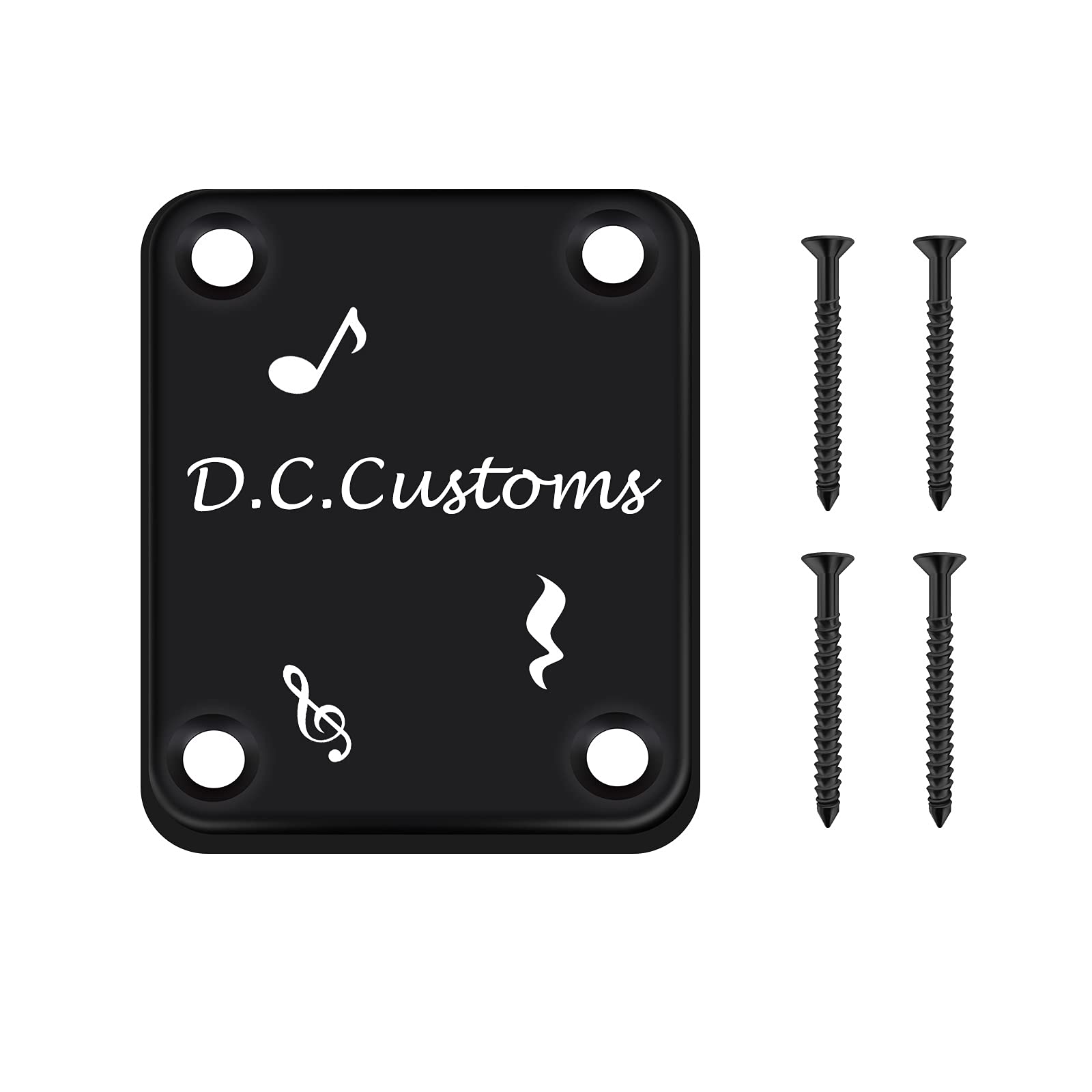Custom Engraved Electric Guitar Neck Plate - Personalized 4-Hole Replacement with Screws for Electric Bass & Guitar | Perfect for DIY Upgrades & Musician Gifts