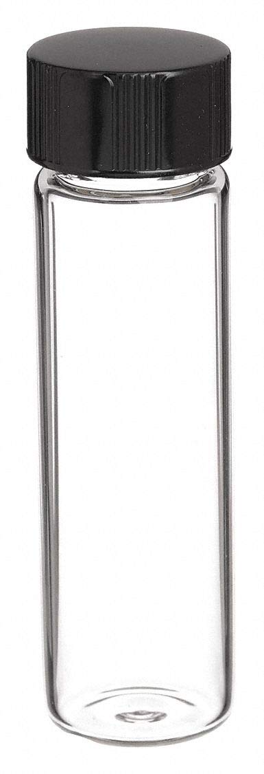 Clear Borosilicate Glass Sample Vials with Phenolic Screw Caps - 40mL Capacity (28x98mm) - Pack of 72 - Ideal for Laboratory Storage, Chemical Samples & Scientific Research - Wheaton 225290