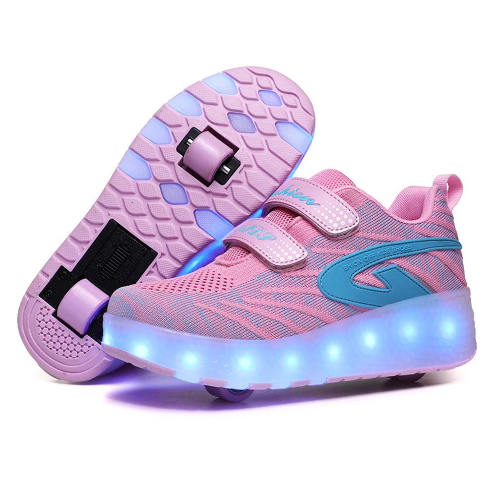 ZJDU LED Roller Shoes for Kids - Rechargeable Double Wheel Skates with Colorful Lights for Boys & Girls - Perfect for Outdoor Fun, Sports & Birthday Gifts