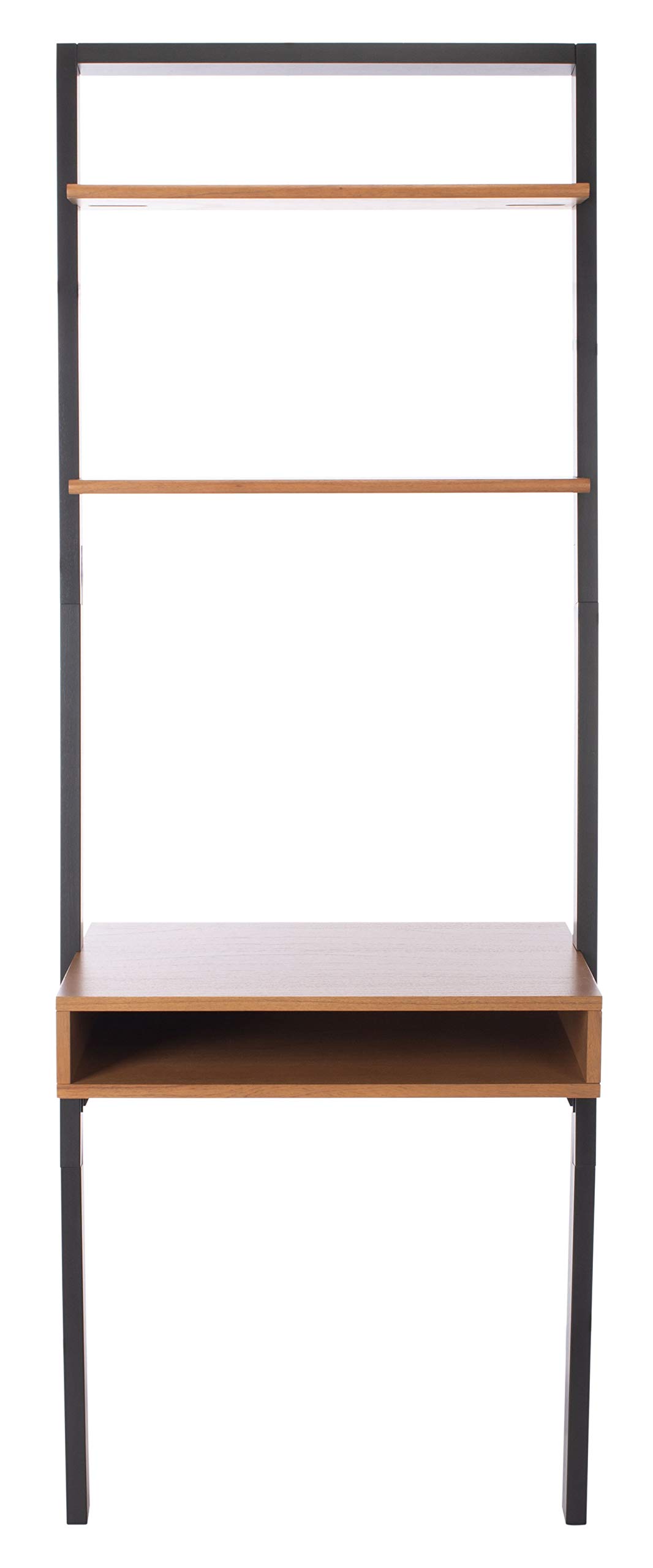 SAFAVIEH Home Collection Kamy Natural and Charcoal 2-Shelf Leaning Desk - Modern Wooden Ladder Shelf for Home Office, Living Room & Bedroom Storage