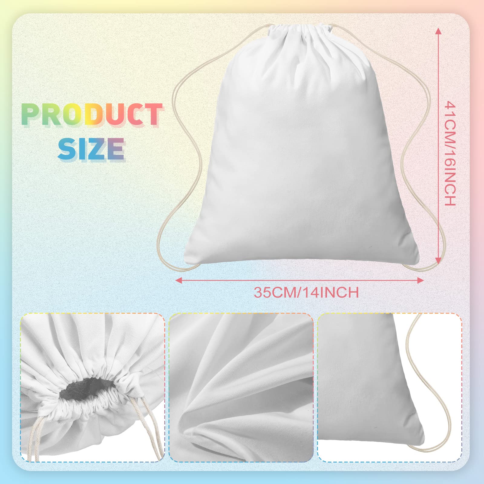 Saintrygo 100 Pcs Tie Dye Cotton Drawstring Bags - Sublimation Blank Backpack & Tote for DIY Tie Dye Projects - Perfect for Parties, Festivals & Arts & Crafts