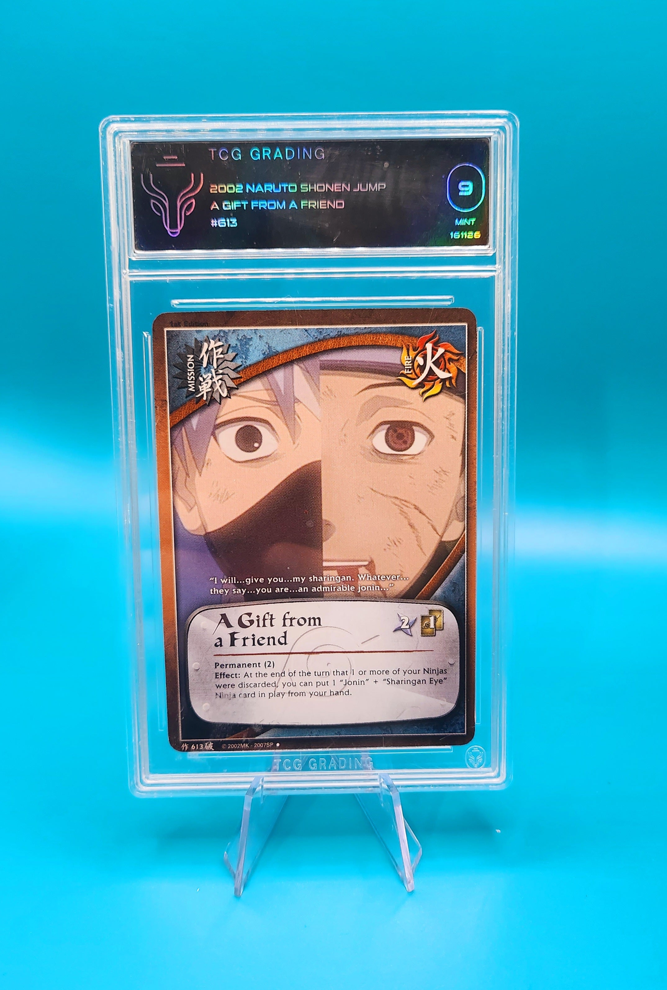 Naruto 2002 A Gift from a Friend Kakashi/Obito TCG Card - Rare Collectible Trading Card Game for Anime Fans & Collectors - Perfect for Display, Gaming & Nostalgic Naruto Merchandise Collections