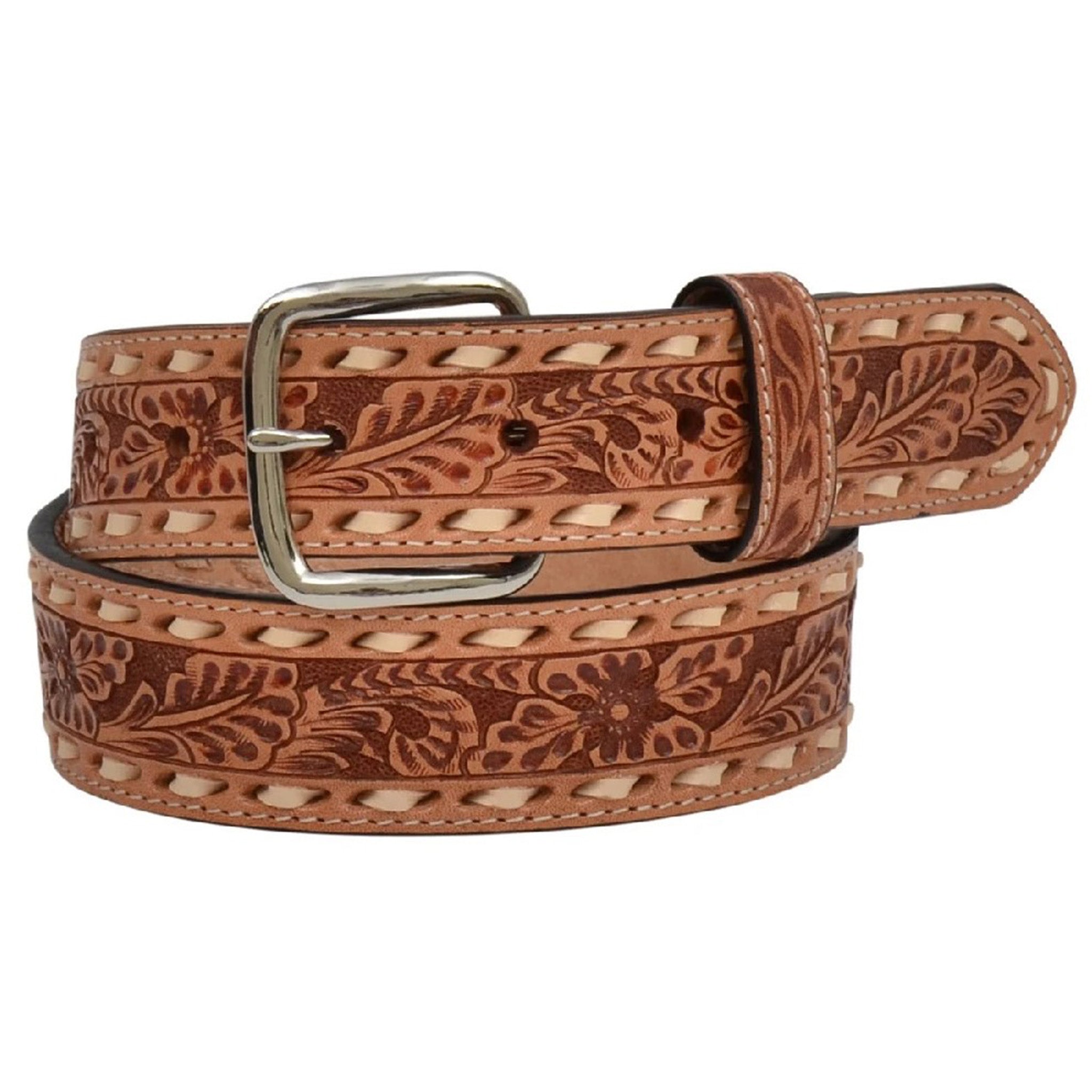 3D Floral Embossed Leather Belt for Women & Teens - Fashionable Waist Cincher for Dresses, Jeans & Skirts | Adjustable Inlay Design for Casual & Formal Outfits