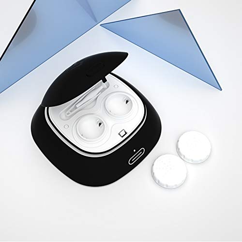 Elegant Automatic Electric Contact Lens Case with Protein Removal - Portable Travel Lens Cleaner for Eyeglass Storage (Black) | Perfect for Travel, Daily Use, and Contact Lens Care