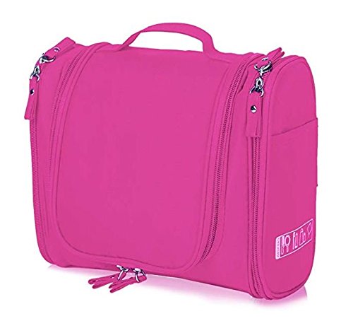 Waterproof Toiletry Bag for Women - Travel Makeup Pouch & Cosmetic Organizer with Hook | Shower Wash Bag for Gym, Camping & Vacation (Pink)