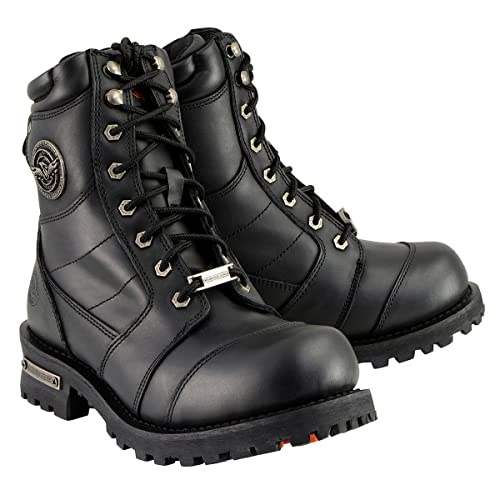 Milwaukee Leather MBM9030W Men's Black Wide Width Logger Work Boots - Durable Construction for Outdoor Work & Heavy Duty Use