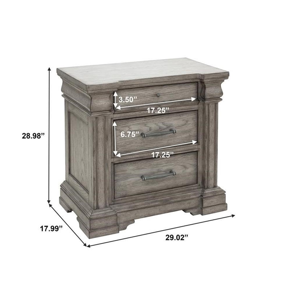 Pulaski Furniture Madison Ridge 3-Drawer Wood Nightstand in Heritage Taupe - Bedside Table for Bedroom, Living Room & Guest Room Storage
