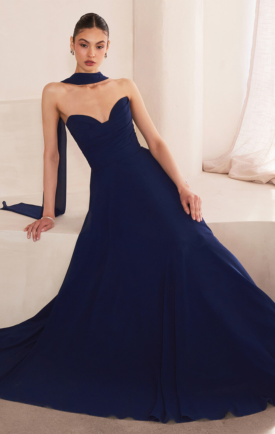 Ella Gown - A-Line Strapless Chiffon Wedding Dress for Brides | Perfect for Beach Weddings, Evening Galas & Formal Events