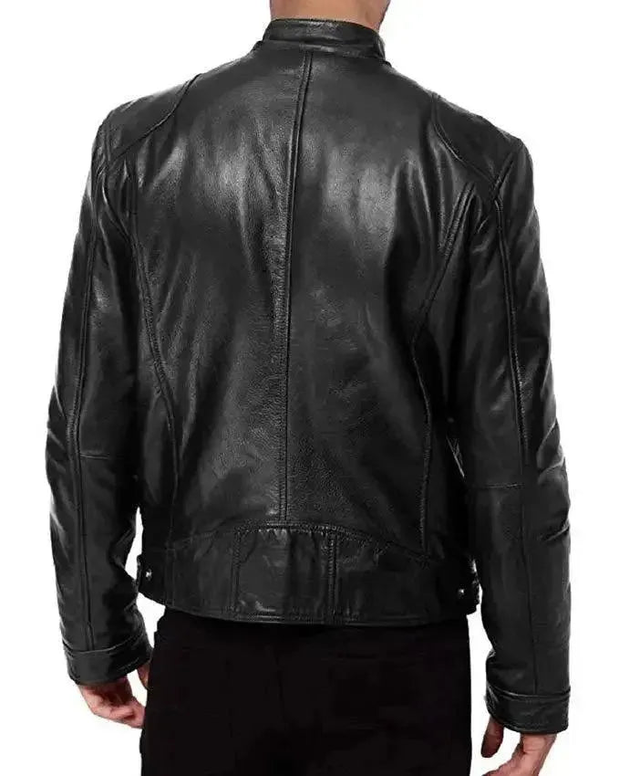 Slim Fit Men's Leather Jacket - Premium Genuine Leather Motorcycle Biker Jacket for Men - Stylish & Comfortable for Casual Wear, Riding & Outdoor Activities