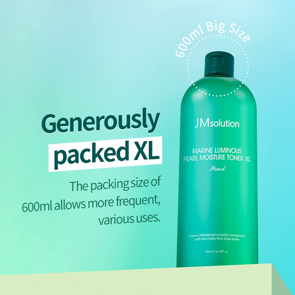 JMsolution Marine Luminous Pearl Moisture Toner X-Large 20.28 fl oz - Korean Hydrating Facial Toner for Glowing Skin | Brightening & Moisturizing Skincare for Dry & Dull Complexion | Day & Night Use
