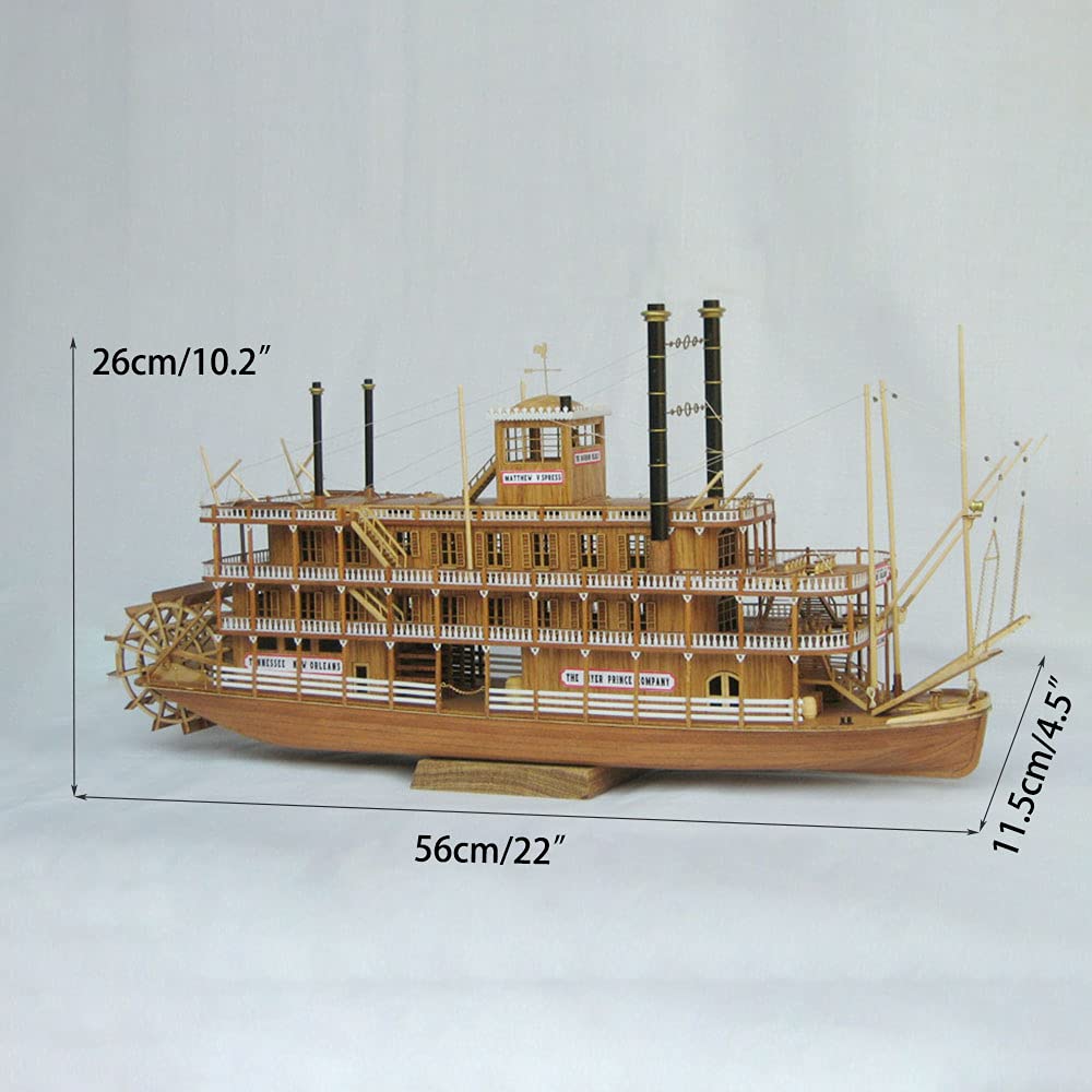 1/100 Scale US Mississippi Steamer Ship Model Kit - Premium Wooden Boat Building Set for Adults & Collectors - Perfect for Home Decoration, DIY Projects and Gift Giving
