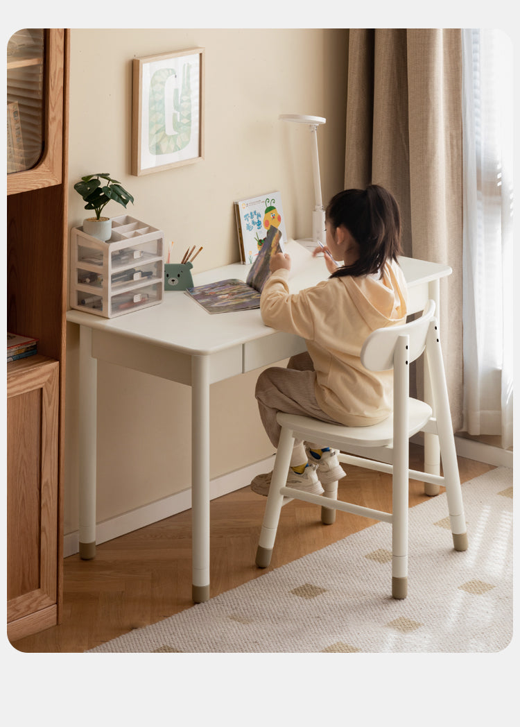 Solid Wood Lift Kid's Chair - Oak & Birch, White - Perfect for Kids' Study Desk, Playroom & Nursery