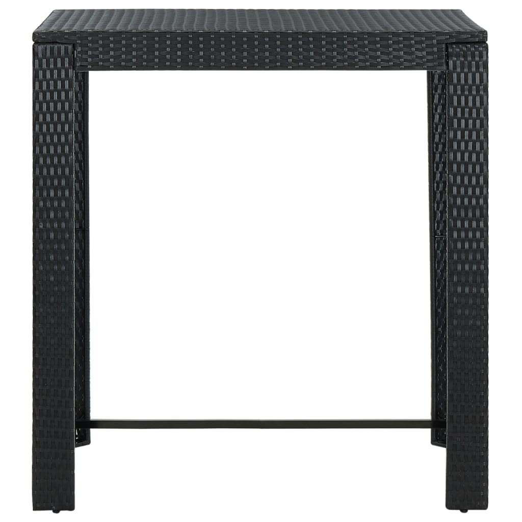 5-Piece Black Poly Rattan Outdoor Bar Set - Counter Height Garden Dining Furniture for Bistro, Pub, Backyard & Terrace - Weather-Resistant Wicker Patio Set with Armrests - Perfect for Outdoor Entertaining & Relaxation