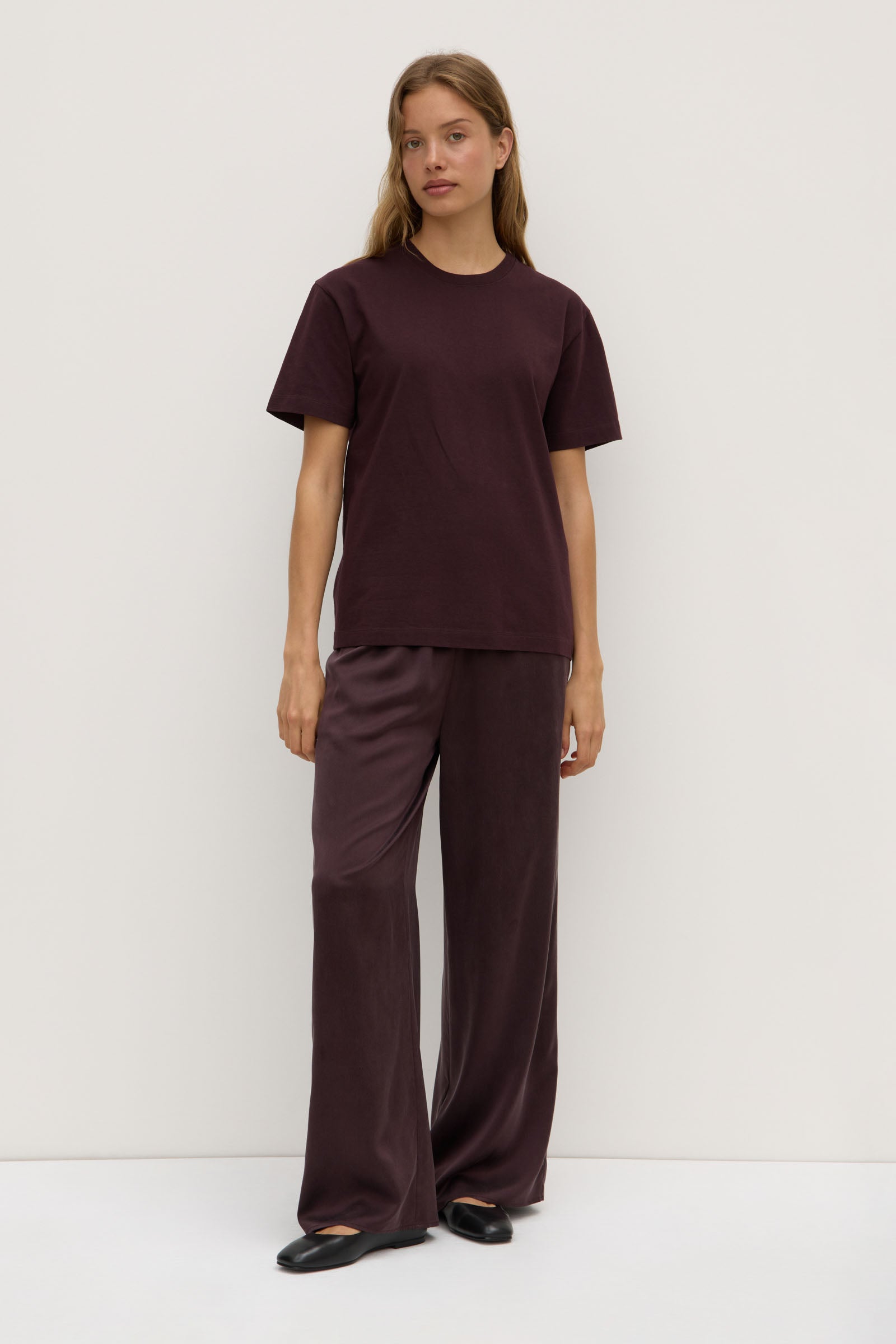 Organic Women's Burgundy Basic Tee - Soft Cotton Comfort Fit T-Shirt for Casual Wear & Layering