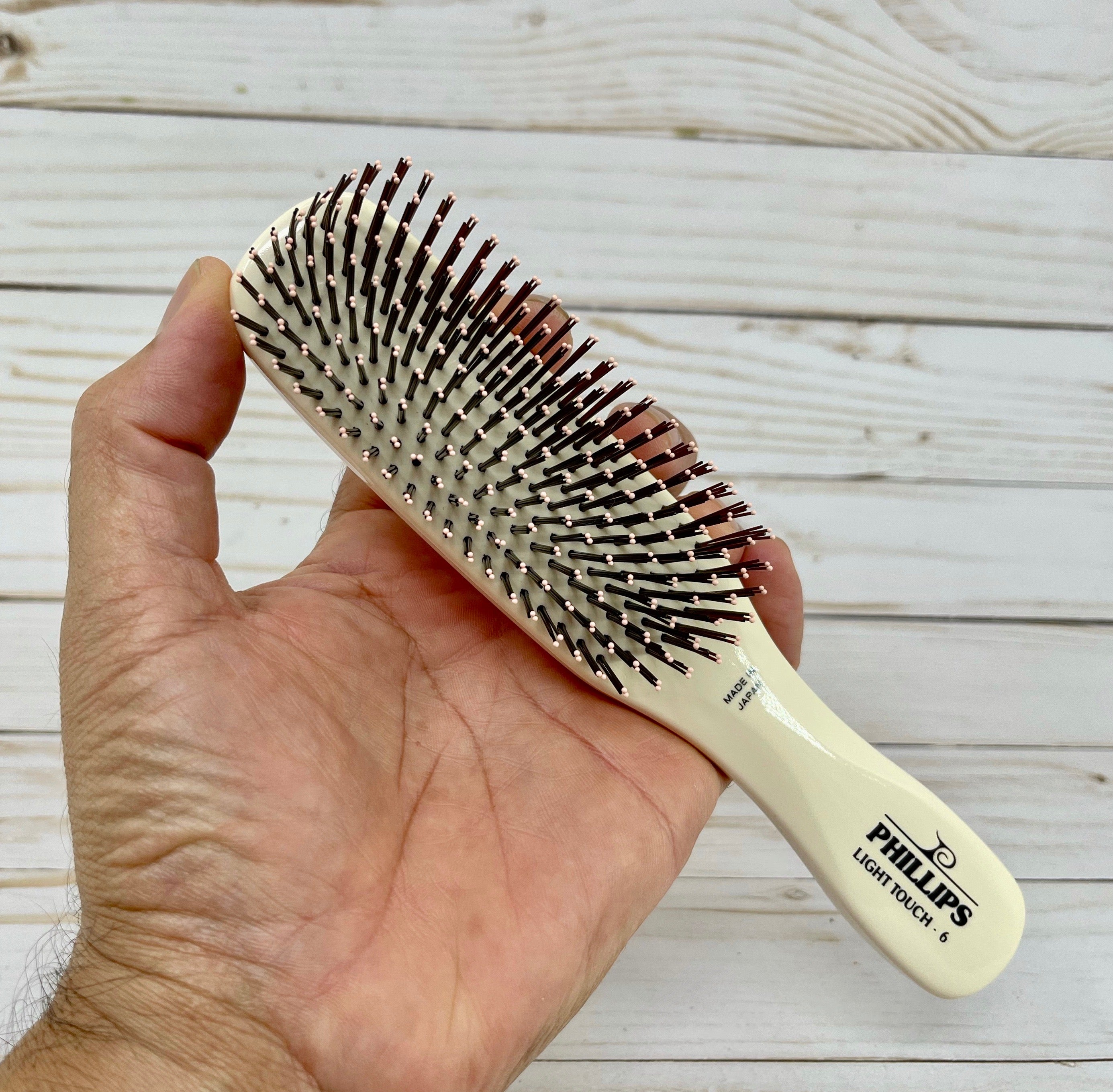 Phillips Brush Light Touch 6 Hair Brush with 9-Row Nylon Bristles in Ivory - Perfect for Detangling, Styling & Gentle Scalp Massage at Home or Salon
