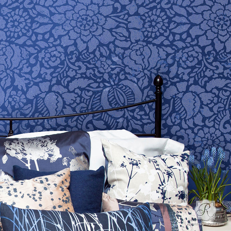 Francesca Floral Damask Wall Stencil - Reusable DIY Painting Template for Home Decor, Bedroom & Nursery Wall Art - Perfect for Accent Walls, Furniture Upcycling and Creative Projects