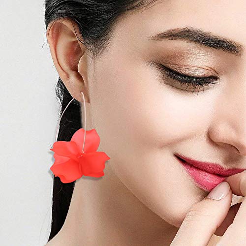 Boho Summer Rose Resin Petal Drop Earrings for Women - Floral Acrylic Dangle Hoop Earrings | Perfect for Weddings, Beach Vacations & Boho Fashion