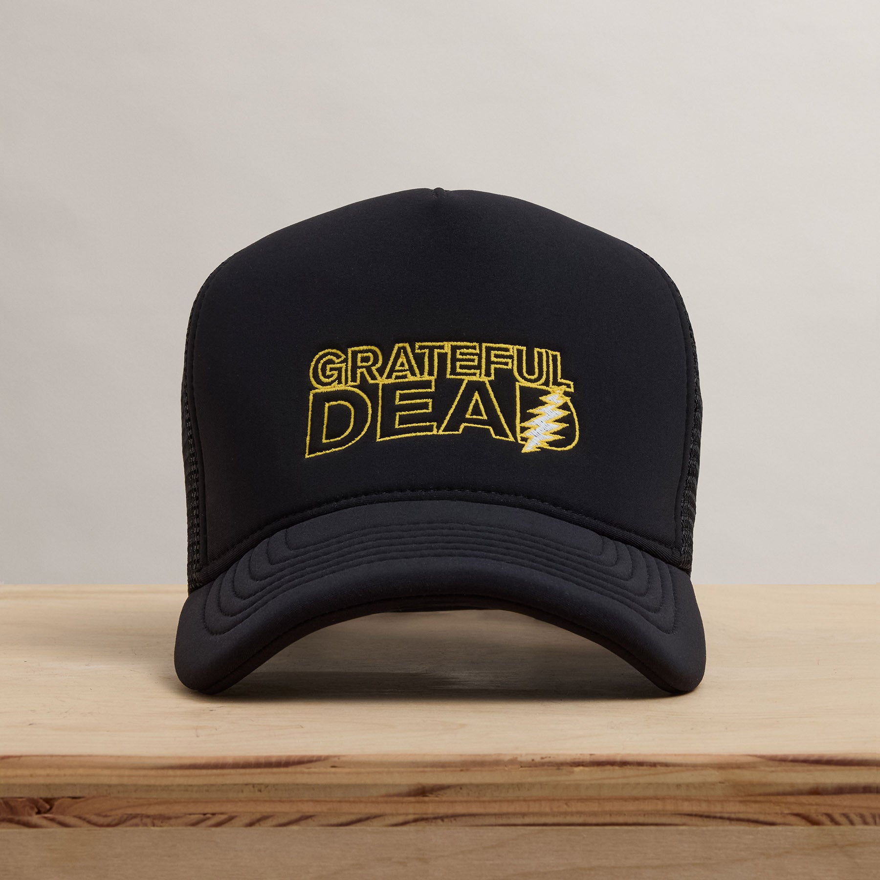 Grateful Dead Lightning Bolt Embroidered Trucker Hat - Black | Vintage Style Snapback for Music Fans & Concert Goers | Perfect for Festivals, Outdoor Events & Casual Wear