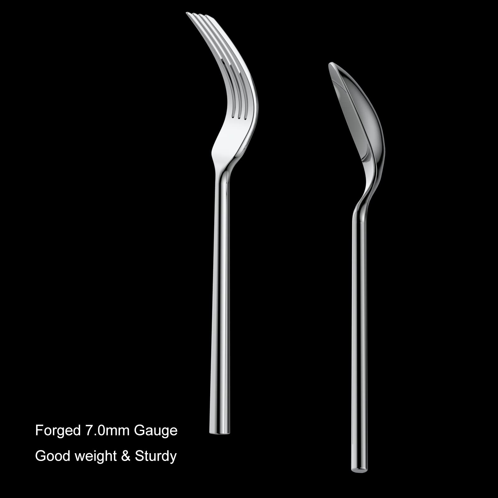 Premium 65-Piece Alata Potter Forged Silverware Set - Service for 12 - Stainless Steel Flatware Set with Modern Satin Finish - Perfect for Home Dining, Kitchen Essentials, Dinner Parties & Outdoor Camping