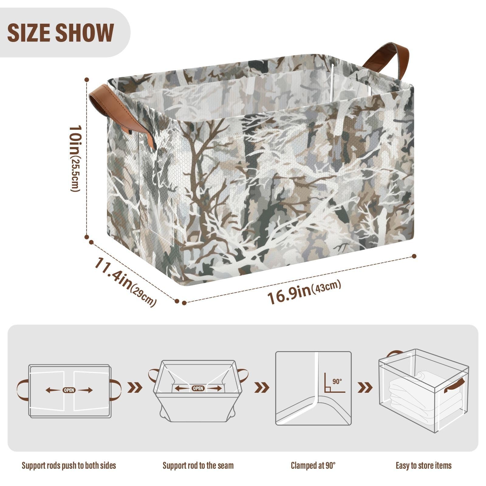 Large Abstract Tree Design Fabric Storage Baskets - Foldable Organizer Bins with Handles for Closet, Bedroom & Office (2-Pack) | Perfect for Clothes, Toys & Home Organization