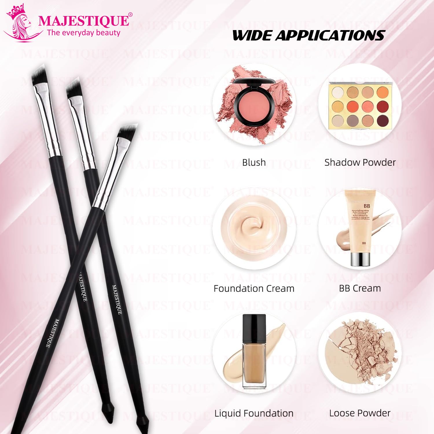 Majestique Professional Eyeshadow Smudge Brush - Short Shader Precision Makeup Brush for Creasing & Cat Eye Makeup | Vegan Cruelty-Free Small Eyeshadow Brush (FC40) | Perfect for Professional Makeup Artists & Beginners
