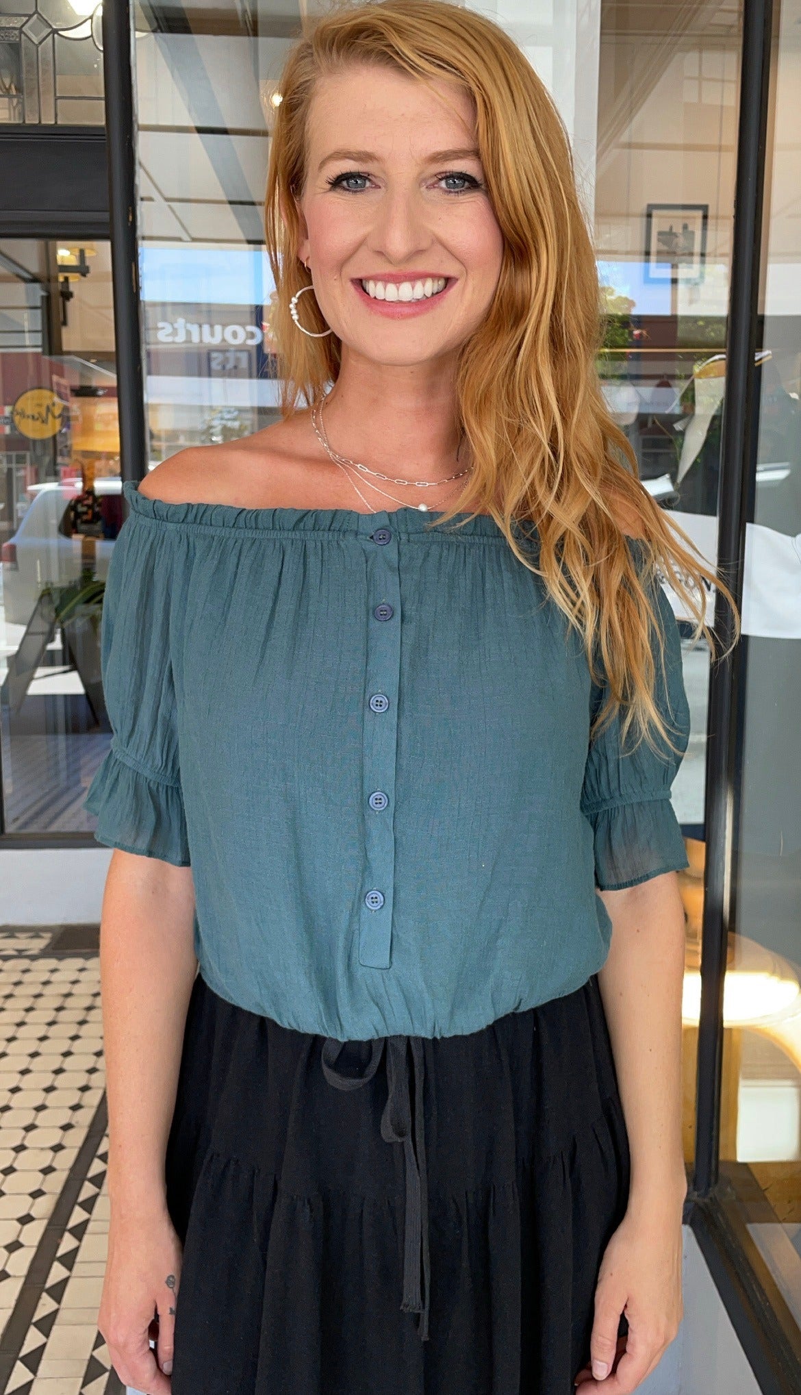 Sorrento Textured Crop Top - Washed Emerald Green Women's Fashion Tops for Casual Wear & Summer Outfits